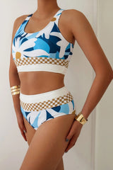 Sunnylia - Red Colorblock Cut Back Bikini Set