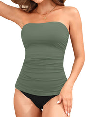 Sunnylia - Women's Bandeau Bikini Swimsuits 2 Piece Strapless Tummy Control Bathing Suit