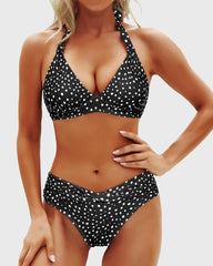 Sunnylia - Women Two Piece Bathing Suits Push Up Bikini Set Halter Swimsuit Vintage Swimwear