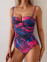 Sunnylia - Women's Push Up Wrap Front Swimsuit One Piece Tummy Control Bathing Suits Bandeau Support Slimming Swimwear