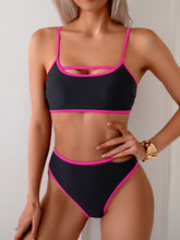 Sunnylia - Women's Bikini Sets High Waisted Color Block Swimwear Sexy Cut Out Bathing Suit Sporty Two Piece Swimsuits