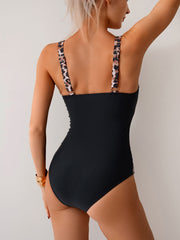 Sunnylia - Women One Piece Swimsuit Ruched Tummy Control Bathing Suit Slimming Color Block Swim Suit Swimwear