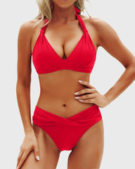 Sunnylia - Women Two Piece Bathing Suits Push Up Bikini Set Halter Swimsuit Vintage Swimwear
