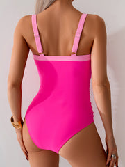 Sunnylia - Women's One Piece Swimsuits Color Block Slimming Tummy Control Bathing Suit V Vired Full Coverage Swimwear