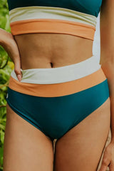 Sunnylia - Olive Drab Colorblock Cut Back Bikini Set