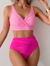 Sunnylia - Women's High Waisted Bikini Sets Solid Pleated 2 Piece Swimsuits Sexy Beach Sets with Removable Pads