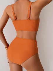 Sunnylia - Women's High Waisted Bikini Sets Twist Front Two Piece Swimsuit Ruched Tummy Control Bathing Suits