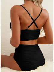 Sunnylia - 2026 Summer Two Piece Bikini Set U-Wire Cutout High Waisted Swimsuit-Black