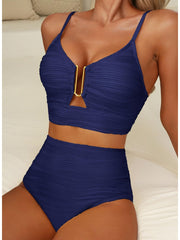 Sunnylia - 2026 Summer Two Piece Bikini Set U-Wire Cutout High Waisted Swimsuit-Black