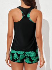 Sunnylia - Womens Athletic 3 Piece Tankini Swimsuits with Shorts Swim Tank Tops