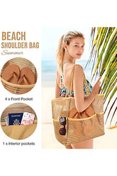 Sunnylia - Women's Swimming Beach Bag Portable One Shoulder Storage Bag Crossbody Bag Versatile Mesh Bag