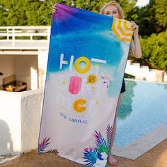 Sunnylia - Double Sided Velvet Beach Towel For Seaside Swimming Quick Drying Bath Towel