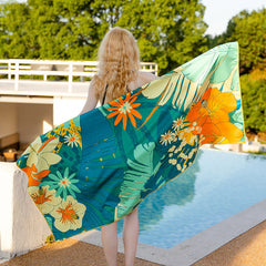 Sunnylia - Double Sided Velvet Beach Towel For Seaside Swimming Quick Drying Bath Towel