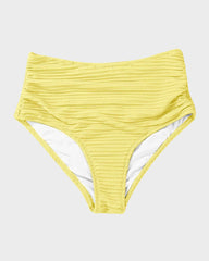 Sunnylia - Textured Knot-Front High-Waisted Bikini Set