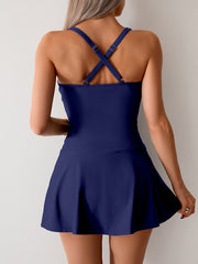 Sunnylia - Women's Twisted Ruched Swim Dress Slit Strap Tankini Swimsuit