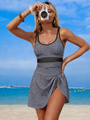 Sunnylia - Women's New Mesh One Piece Swim Dress Swimsuit Tummy Control Bathing Suit