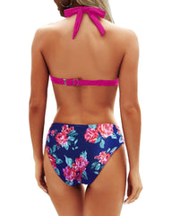 Sunnylia - Women Two Piece Bathing Suits Push Up Bikini Set Halter Swimsuit Vintage Swimwear