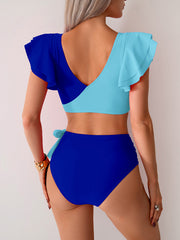 Sunnylia - Womens High Waisted Bathing Suits Tummy Control Two Piece Swimsuits Ruffle Bikini Sets Criss Cross Ruched Swimwear