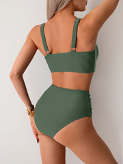 Sunnylia - Women's High Waisted Bikini Sets Twist Front Two Piece Swimsuit Ruched Tummy Control Bathing Suits
