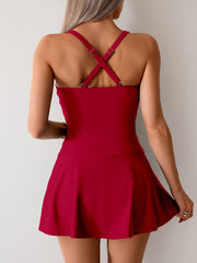 Sunnylia - Women's Twisted Ruched Swim Dress Slit Strap Tankini Swimsuit