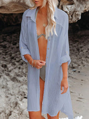 Sunnylia - Black Solid Color Tie Sun-proof Belt Sexy V Neck Cover Up