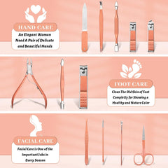 Sunnylia - Manicure Pedicure Set 12 Pcs Nail Care Kit for Women Nail Grooming Kit