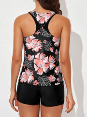 Sunnylia - Womens Athletic 3 Piece Tankini Swimsuits with Shorts Swim Tank Tops