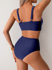 Sunnylia - Women's High Waisted Bikini Sets Twist Front Two Piece Swimsuit Ruched Tummy Control Bathing Suits