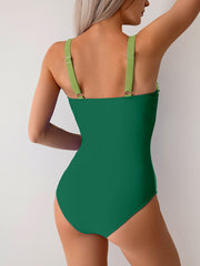 Sunnylia - Women One Piece Swimsuit Ruched Tummy Control Bathing Suit Slimming Color Block Swim Suit Swimwear