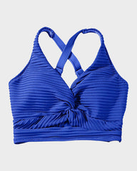 Sunnylia - Textured Knot-Front High-Waisted Bikini Set