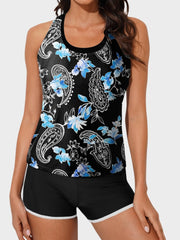 Sunnylia - Womens Athletic 3 Piece Tankini Swimsuits with Shorts Swim Tank Tops