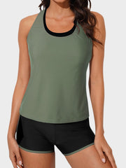Sunnylia - Womens Athletic 3 Piece Tankini Swimsuits with Shorts Swim Tank Tops