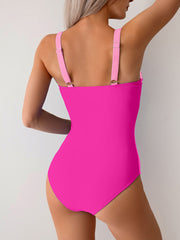 Sunnylia - Women One Piece Swimsuit Ruched Tummy Control Bathing Suit Slimming Color Block Swim Suit Swimwear