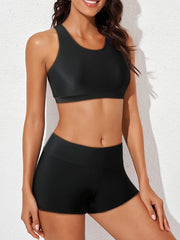 Sunnylia - Womens Athletic 3 Piece Tankini Swimsuits with Shorts Swim Tank Tops