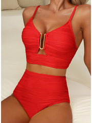 Sunnylia - 2026 Summer Two Piece Bikini Set U-Wire Cutout High Waisted Swimsuit-Black