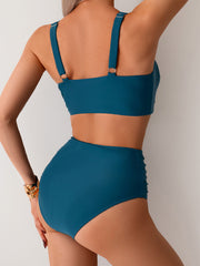 Sunnylia - Women's High Waisted Bikini Sets Twist Front Two Piece Swimsuit Ruched Tummy Control Bathing Suits