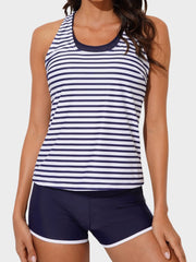 Sunnylia - Womens Athletic 3 Piece Tankini Swimsuits with Shorts Swim Tank Tops