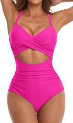 Sunnylia - Women's One Piece Swimsuits Tummy Control Cutout High Waisted Bathing Suit Wrap Tie Back