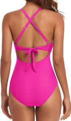 Sunnylia - Women's One Piece Swimsuits Tummy Control Cutout High Waisted Bathing Suit Wrap Tie Back