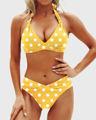 Sunnylia - Women Two Piece Bathing Suits Push Up Bikini Set Halter Swimsuit Vintage Swimwear