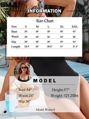 Sunnylia - Women's One Piece Swimsuit Sports Adjustable Strap Bathing Suit Color Block Ribbed High Cut Swimsuits