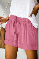 Sunnylia - Womens Drawstring Shorts Summer Elastic Waist Casual Lightweight with Pockets