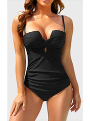 Sunnylia - Women's Push Up Wrap Front Swimsuit One Piece Tummy Control Bathing Suits Bandeau Support Slimming Swimwear
