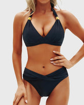 Sunnylia - Women Two Piece Bathing Suits Push Up Bikini Set Halter Swimsuit Vintage Swimwear