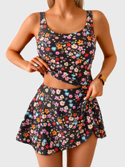 Sunnylia - Tankini Swimsuit for Women Tummy Control Two Piece Bathing Suit High Waisted Tank Top with Swim Skirt