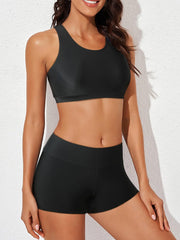 Sunnylia - Womens Athletic 3 Piece Tankini Swimsuits with Shorts Swim Tank Tops