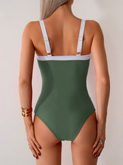 Sunnylia - Women's One Piece Swimsuits Color Block Slimming Tummy Control Bathing Suit V Vired Full Coverage Swimwear