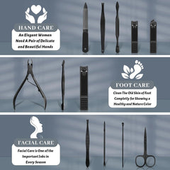 Sunnylia - Manicure Pedicure Set 12 Pcs Nail Care Kit for Women Nail Grooming Kit