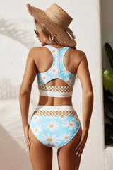Sunnylia - Sky Blue Colorblock Cut Back Bikini Set