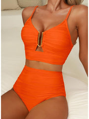 Sunnylia - 2026 Summer Two Piece Bikini Set U-Wire Cutout High Waisted Swimsuit-Black